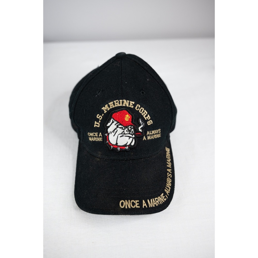 Rapid Dominance USMC Hat Mens OSFA Black Good Once a Marine Bulldog Baseball Cap